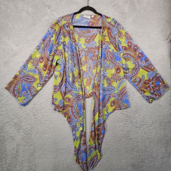 Belle by Kim Gravel Tank Cardigan Set Sz 2X Paisley Boho Travel Coastal Resort - Picture 12 of 16